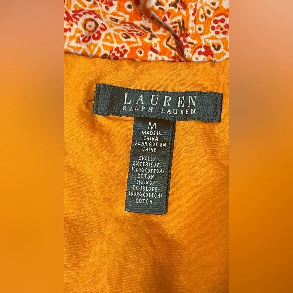 Ralph Lauren Orange and Green Printed Tiered Maxi Skirt